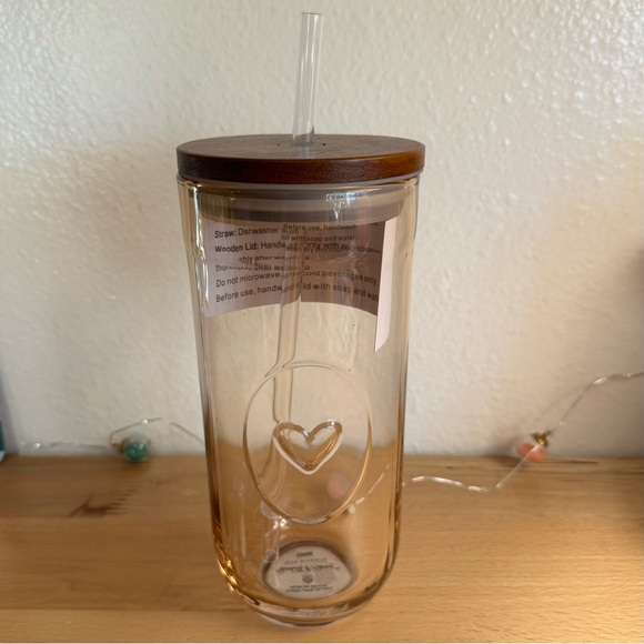 Hearth & Hand Magnolia Fluted Rounded Glass Tumbler with Heart Design - Picture 3 of 3